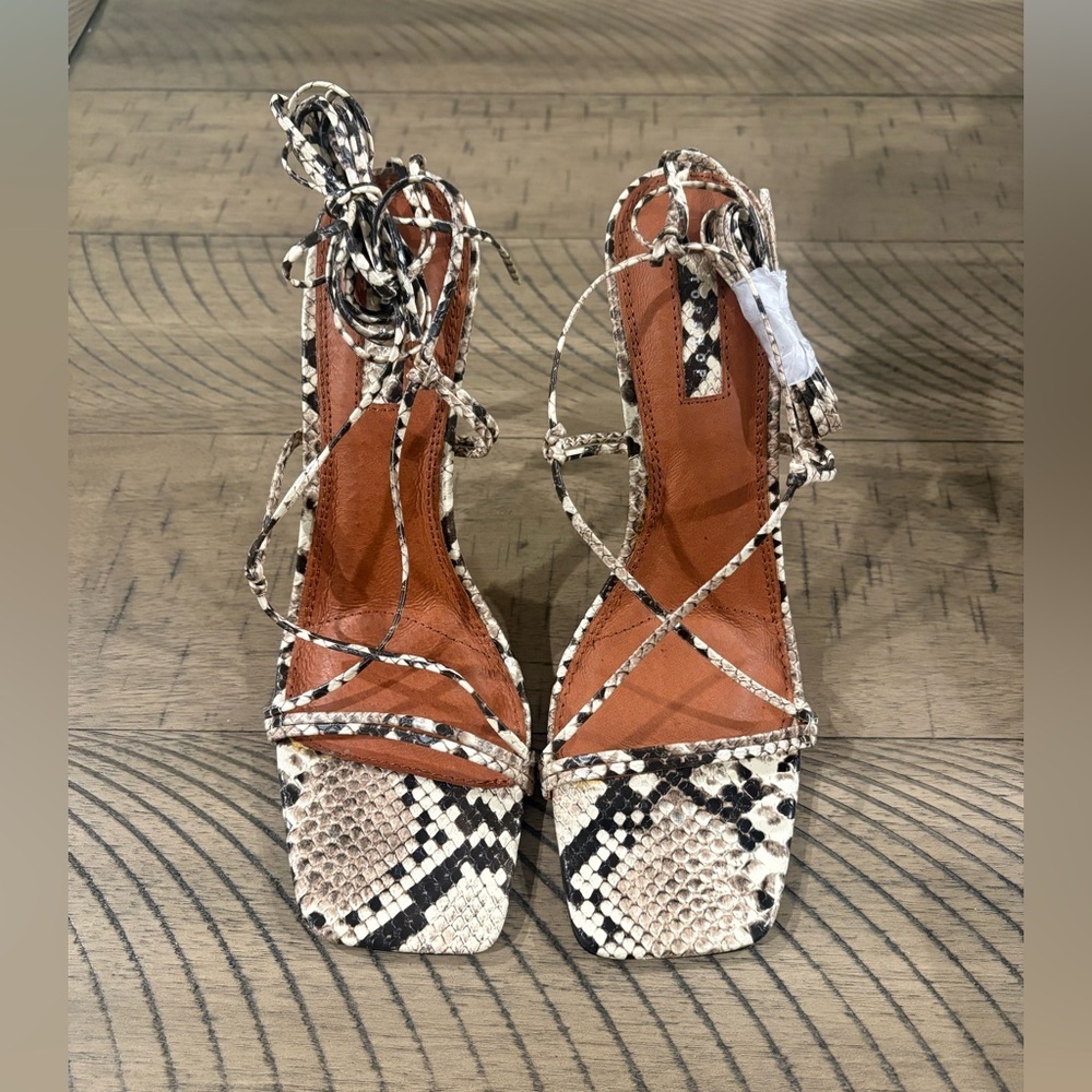 NEW Topshop Ramona Snakeskin Strappy Wrap Stiletto Heels